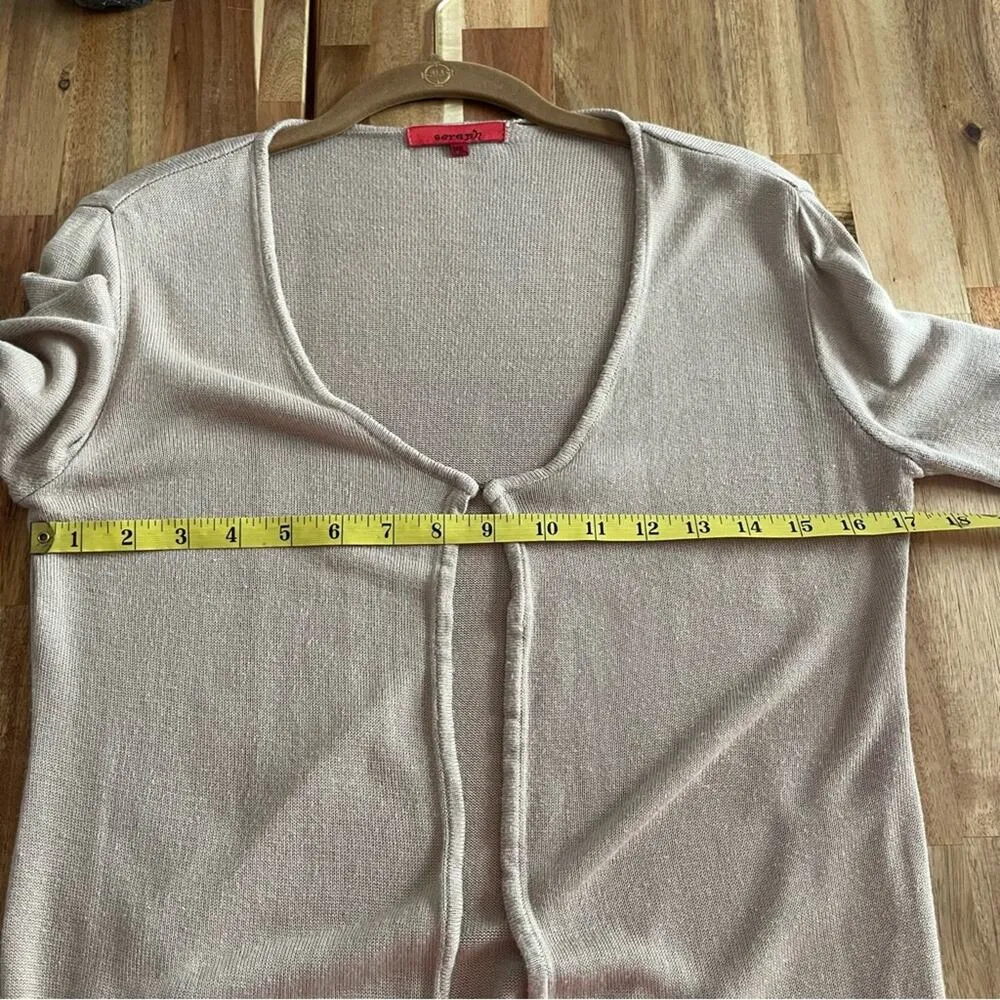 Long Sweater Jacket Flowy Neutral Tan Size M - Image 6