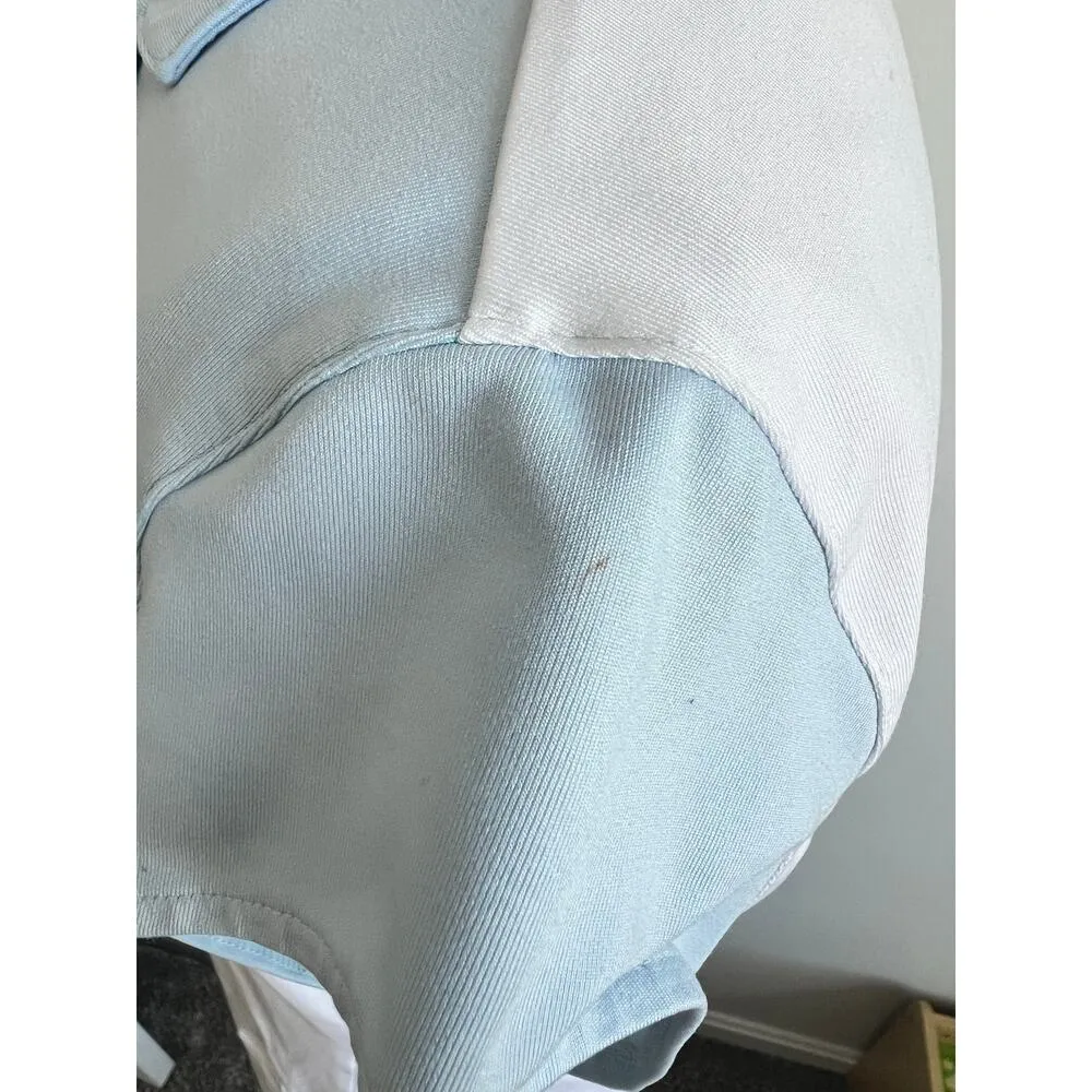 Adidas Women's Baby Blue & White Short Sleeve Tennis Polo Large - Image 4