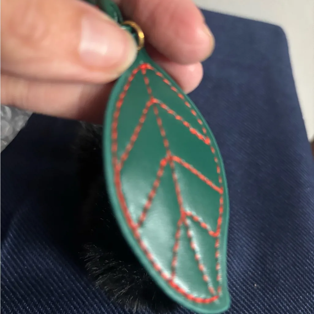 Black and Green Pom Pom Keychain bag charm - Image 4