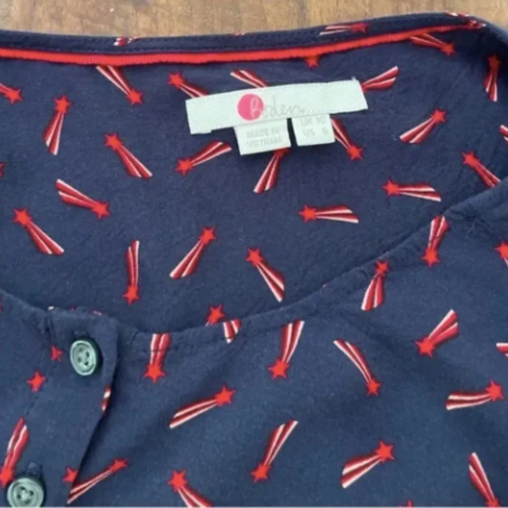 Boden Kara Shooting Star Beam Button Down Blouse Blue Size 6 - Image 2