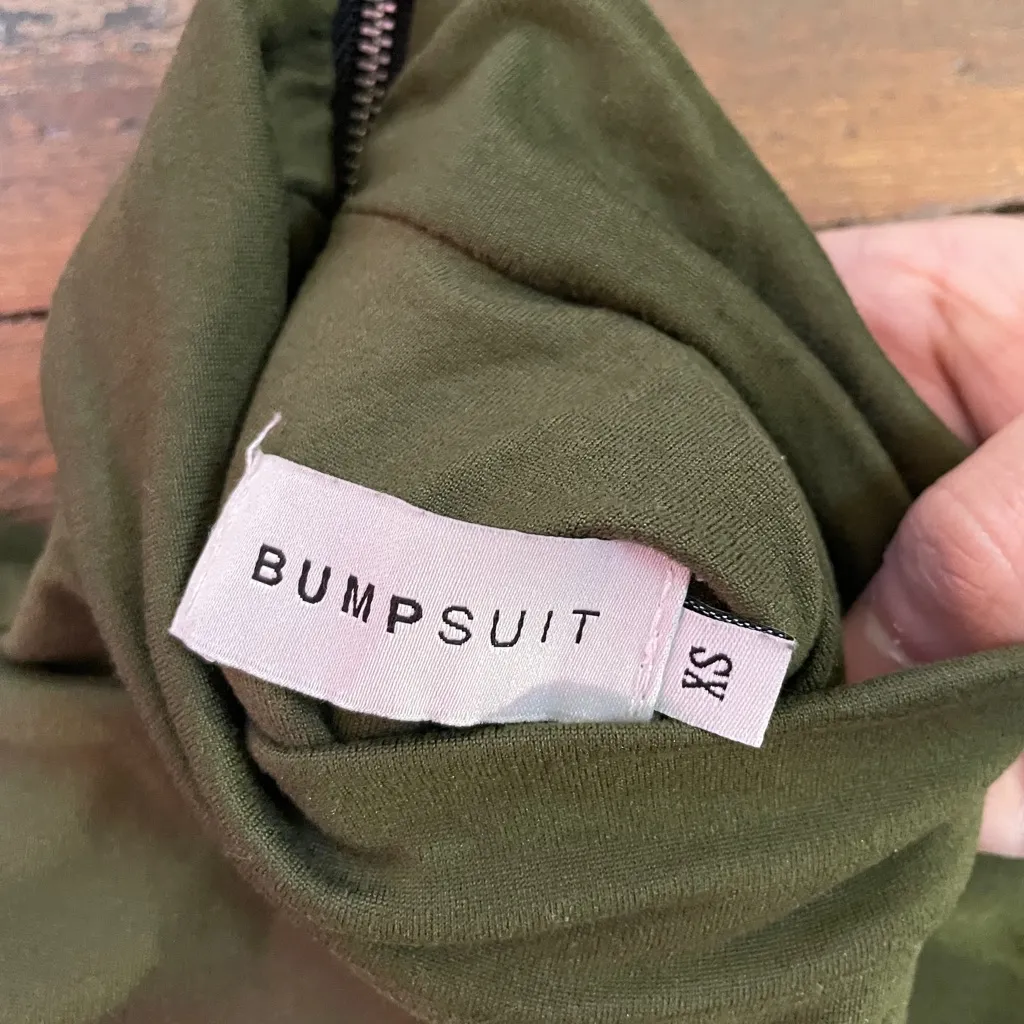 BumpSuit Gigi Jumpsuit Long Sleeve Mock Neck Olive Green Maternity - Image 13