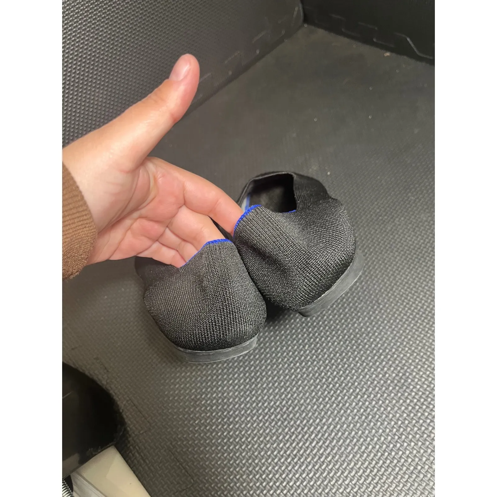 Rothys Shoes Womens 8.5 The Loafer Knit Slip On Loafers Flats Black Fabric - Image 7