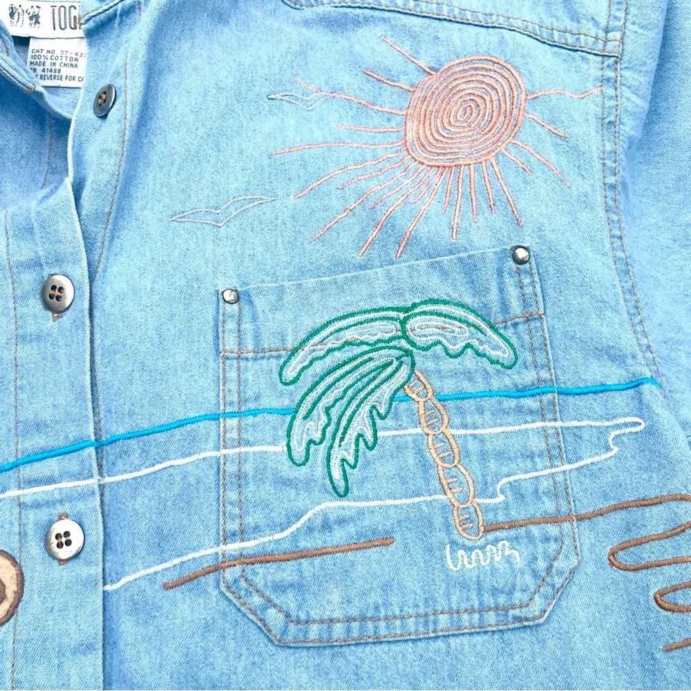Vintage 1990’s Together denim button down Blue - Image 4