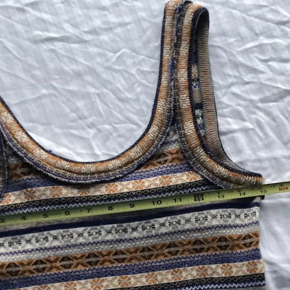 Free People Mini Sweater Dress Gray Fair Isle Nordic Tunic Wool Blend Sz Medium - Image 12