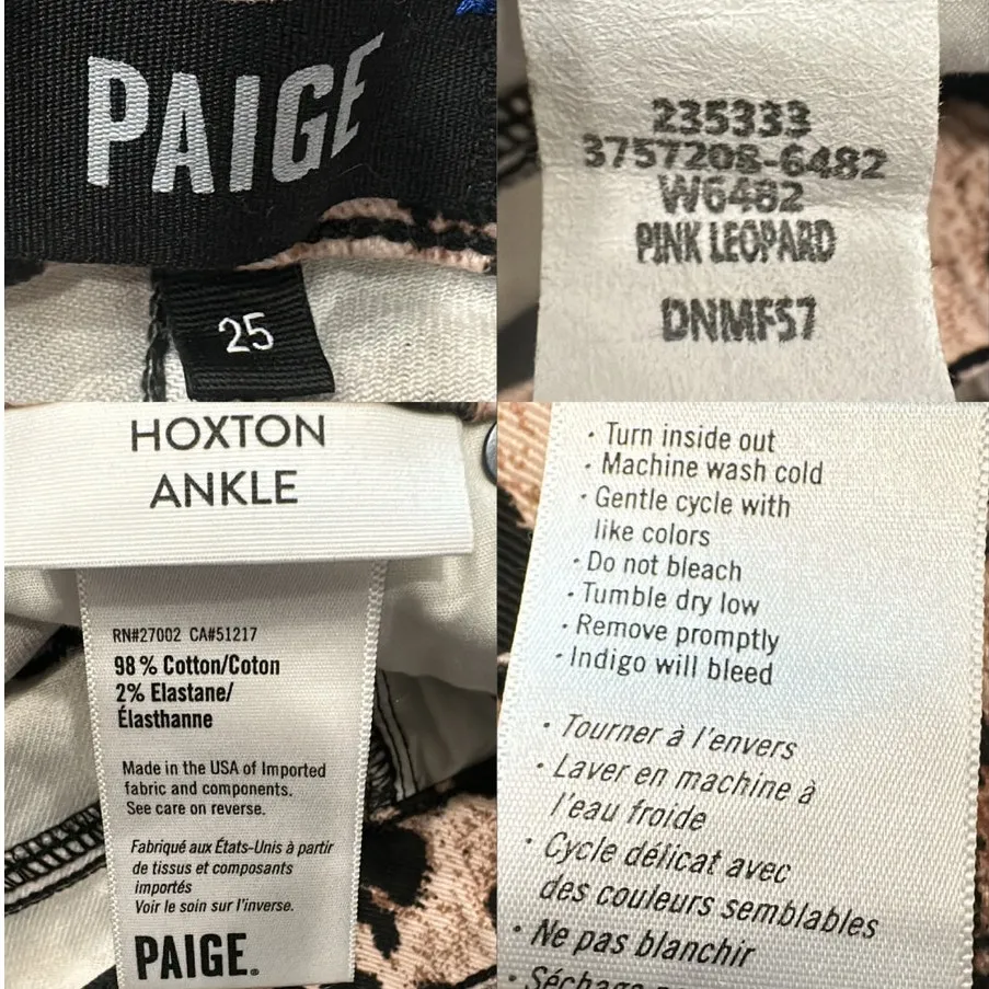PAIGE Hoxton Ankle Skinny Jeans Tan Black Leopard Print Raw Hem Indie Sleaze 25 - Image 9