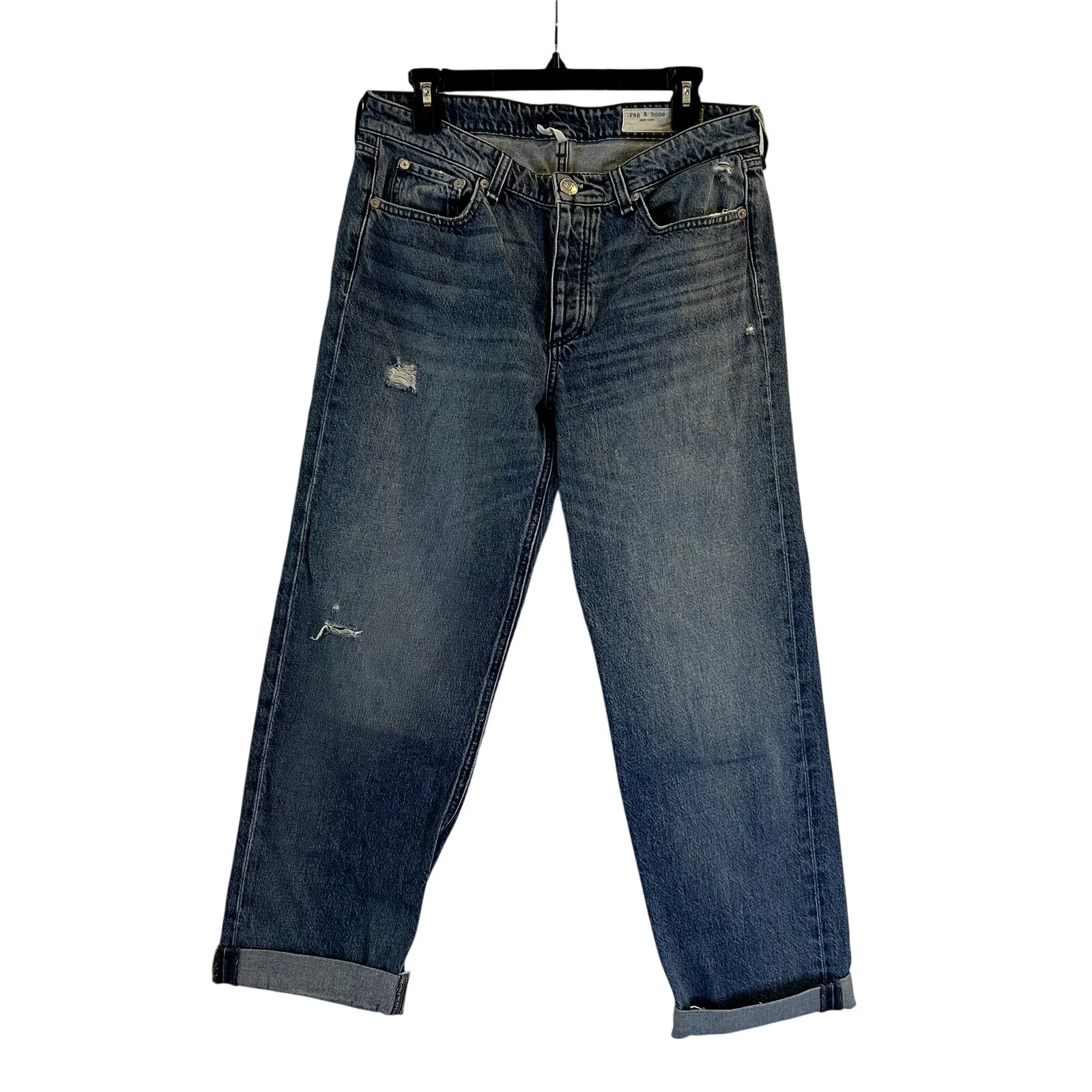 rag & bone Dre Low-Rise Baggy Boyfriend Jeans Mayer Blue Size 28 - Image 4