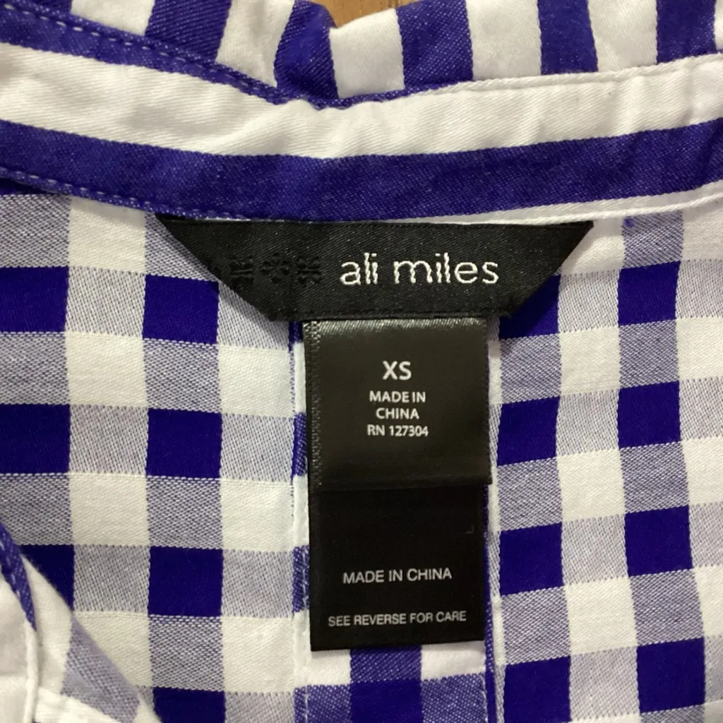 Ali Miles Mixed Media Blouse Size XS Blue - Image 5