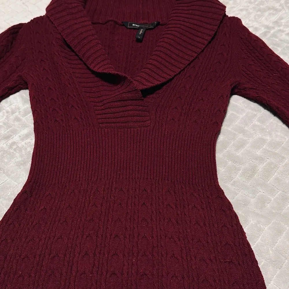 BCBGMaxazria High Neck Knit Sweater Knee
Length Winter Dress - Image 6
