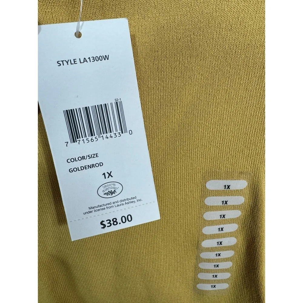 Laura Ashley Goldenrod Yellow Solid Sleeveless Crewneck Tank Top Size 1X New‎ - Image 3