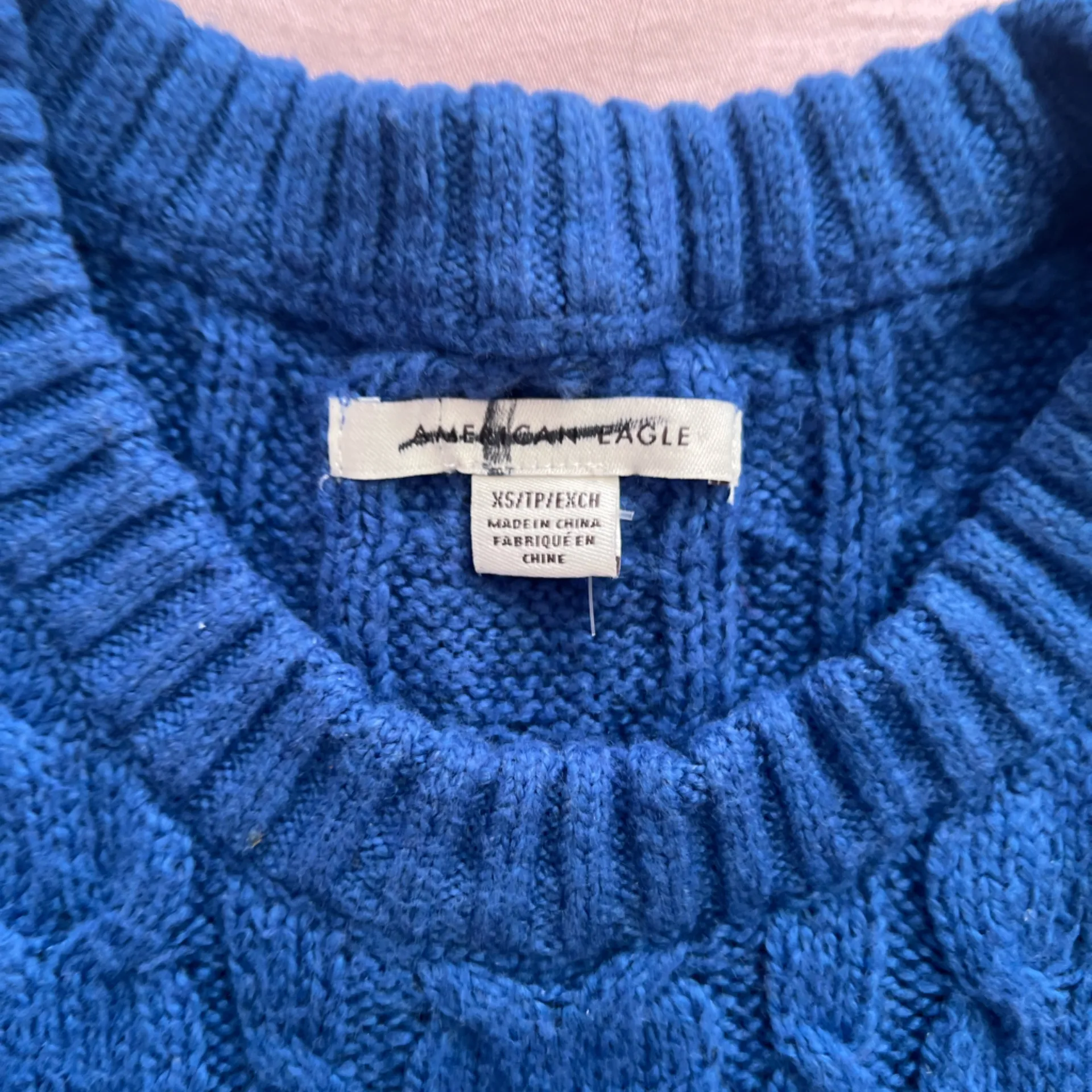 American Eagle Outfitters Vibrant Blue Cable Knit Sweater - Image 2