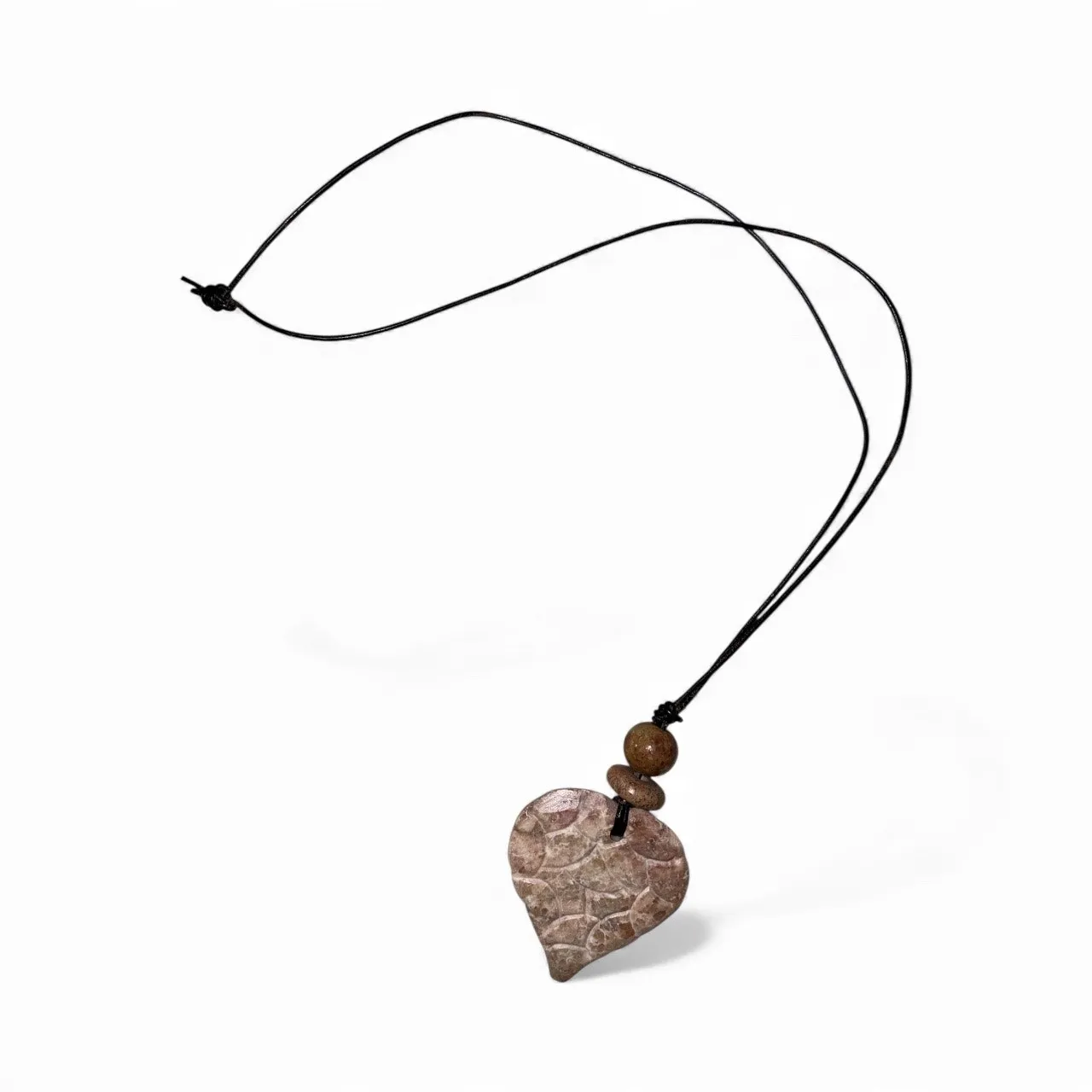 Travertine Heart Stone on Leather Pendant - Image 4