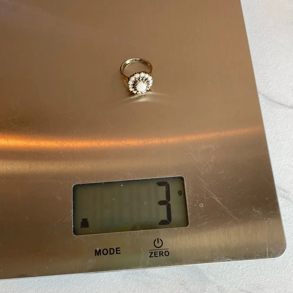 Opal Halo Cluster Cocktail Ring Blue Sapphire Vintage Size 7.5 8 Fessenden 925 - Image 10