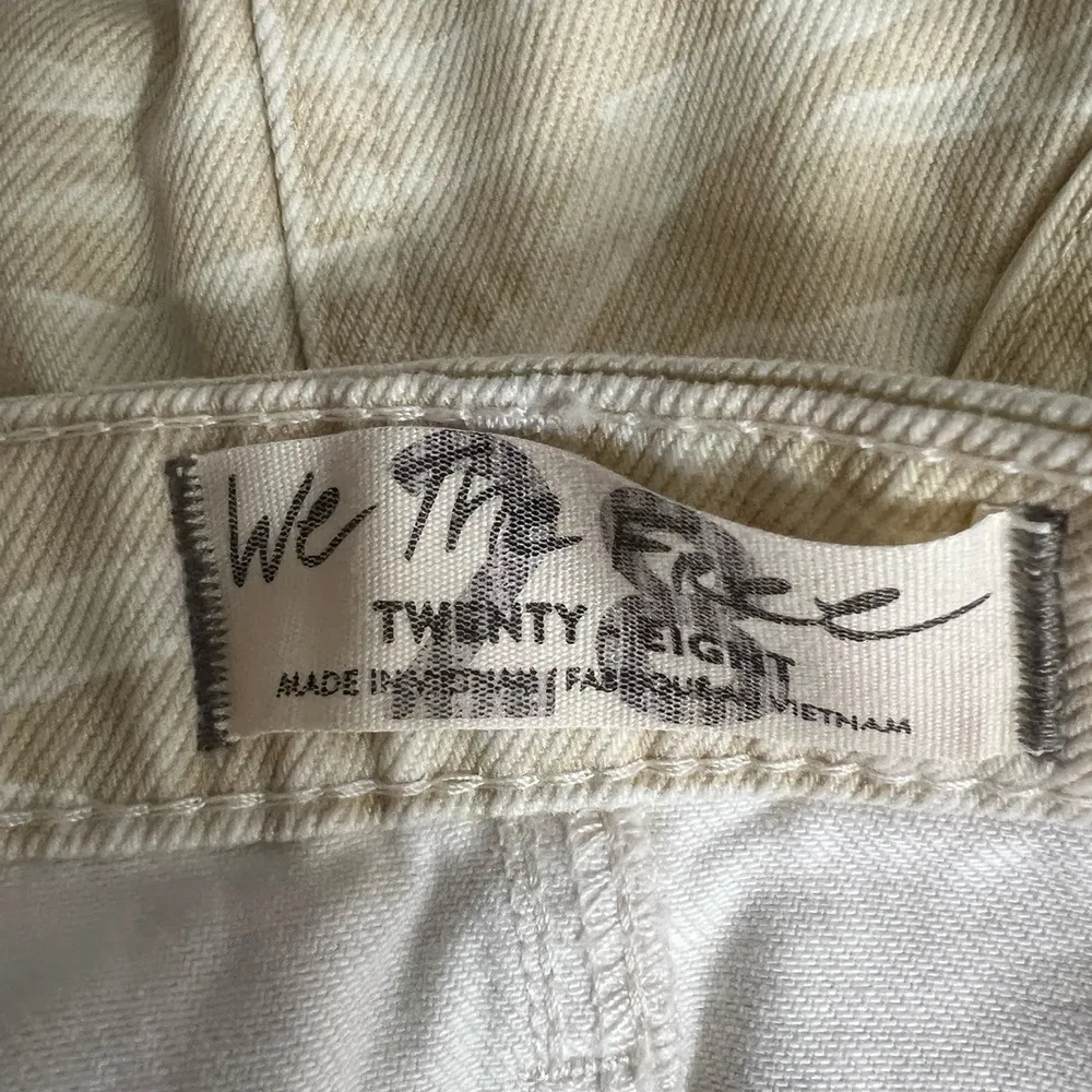 Free People Skirt Beige Zebra Print Frayed Hem Denim We The Free Y2K Size 28 New - Image 3