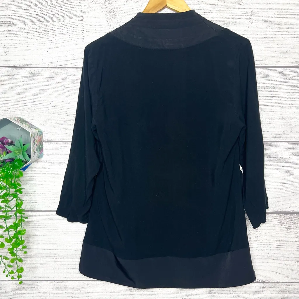 Kimchi Blue Lightweight Flowy Open Front Black Casual Blazer Jacket Size Large - Image 5