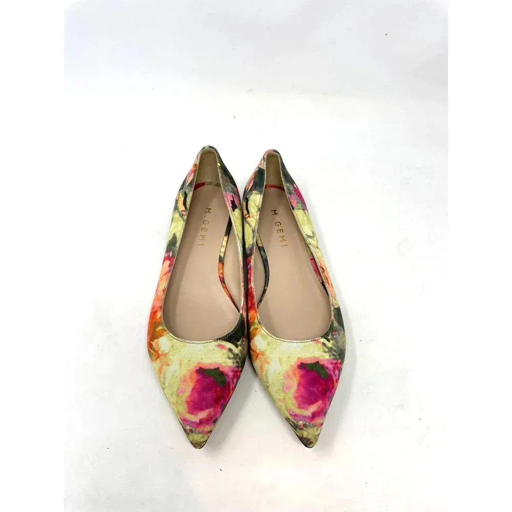 M. Gemi Abstract‎ Watercolor Pointed Toe Flats Size 37 / US 7 Yellow - Image 2