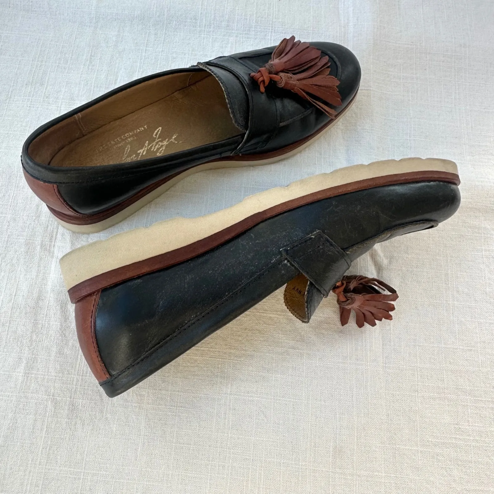 The Frye Company Black Leather Tassel Loafer Shoes Women Sz 7 Brown‎ Classic - Image 11