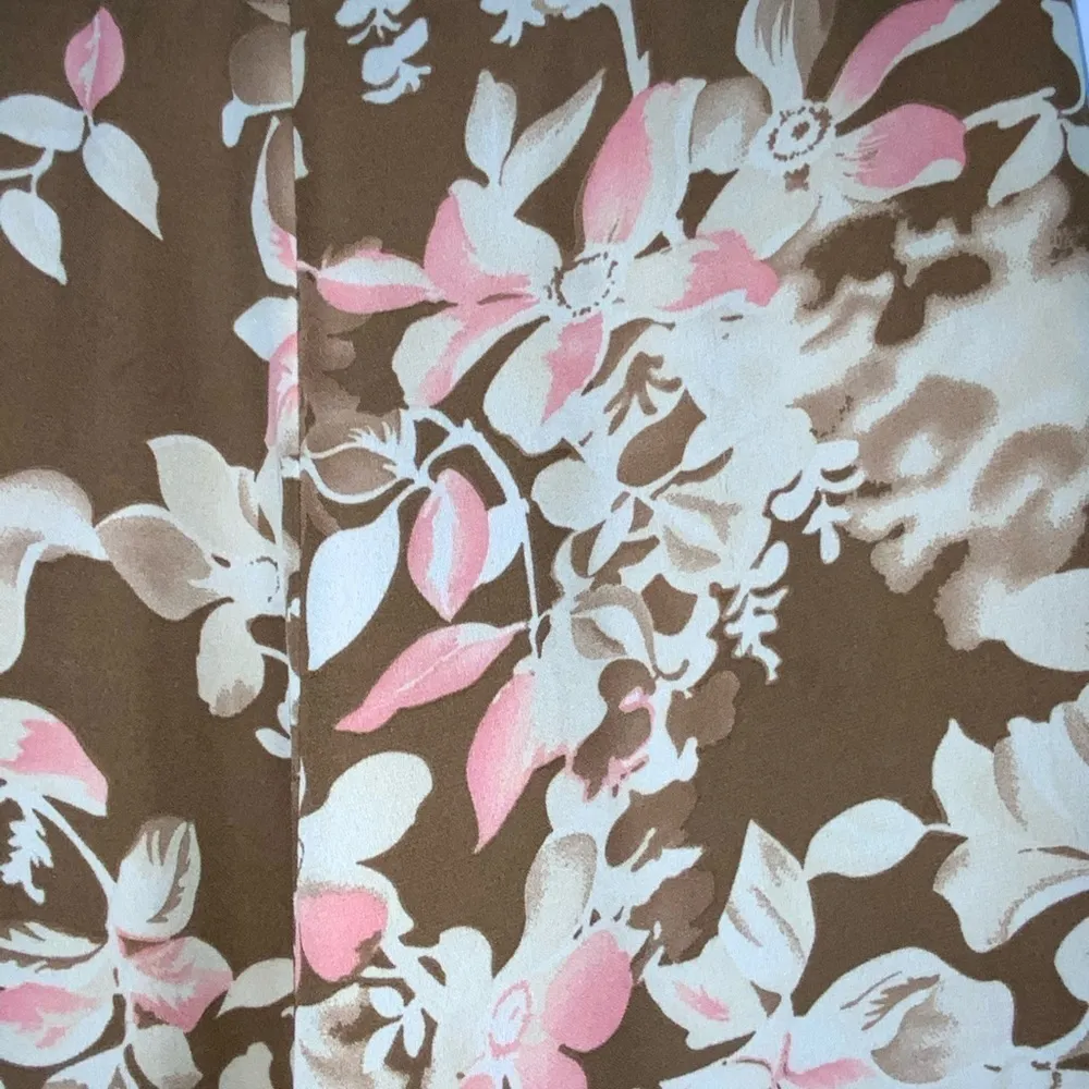 Rena Rowan Chiffon Overlay Tan & Dusty Rose Floral Flowy Full Skirt Size 12 - Image 2