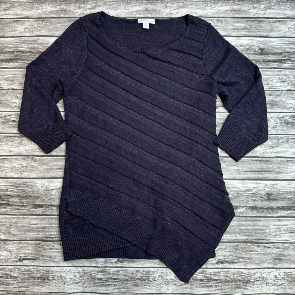 New York & Company Womens Asymmetrical Sweater Dark Purple Metallic M Med Medium - Image 14