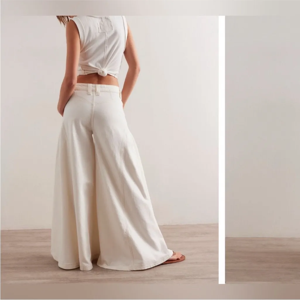 NWT Free People We The Free Pandora Wide-Leg Jeans - heavenly ivory - 28 - Image 4