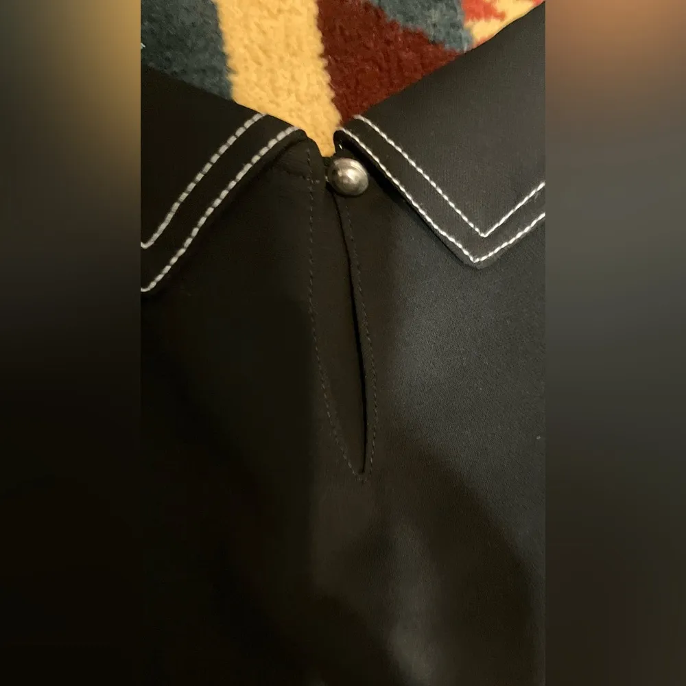 DUSHU Retro Contrast Color Women Dress Line Shirt Collar Waist Slim Casual Dress Black Size L - Image 9