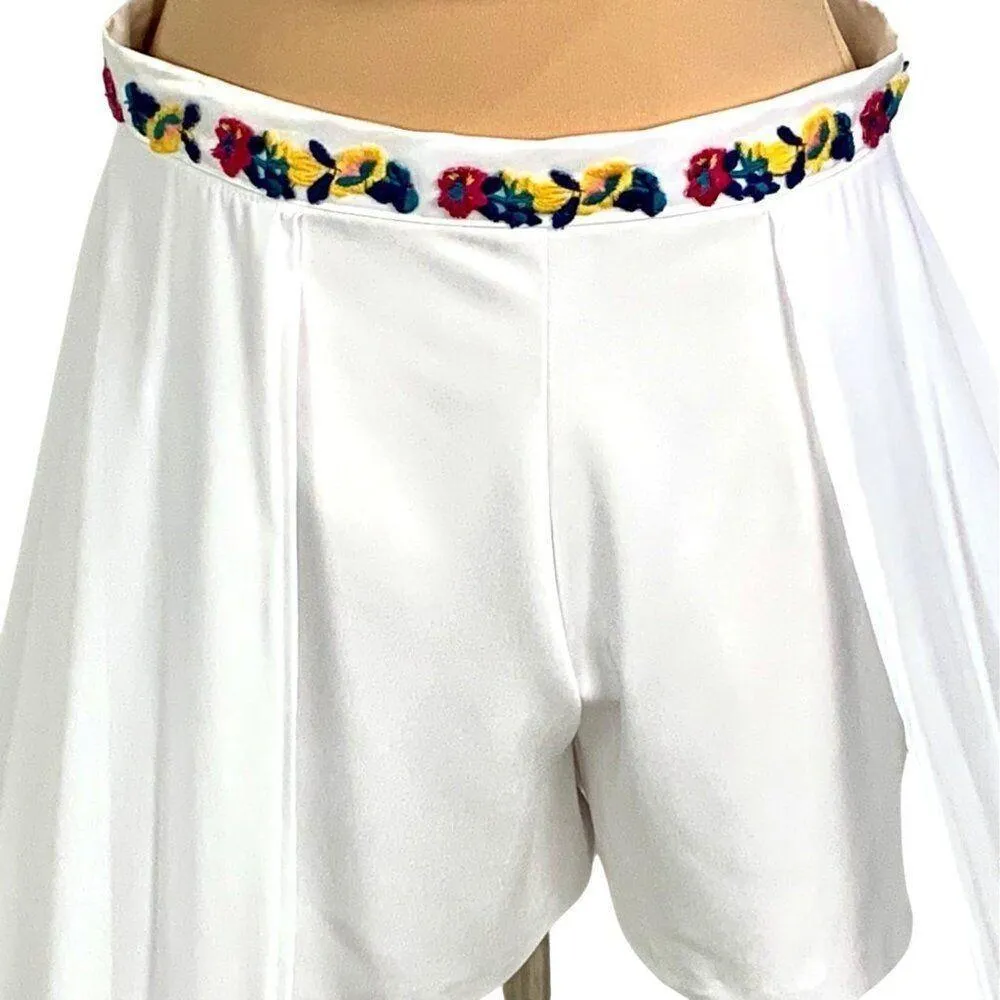Custom 2PC Set Pageant Floral Embroidered Halter Top White Shorts Chiffon Skirt Size 6 - Image 5