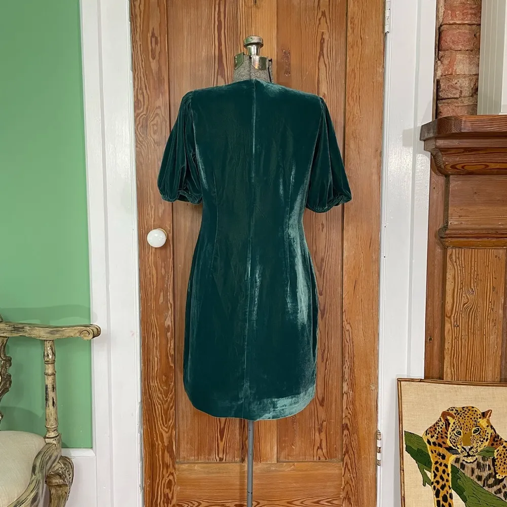 NWT J. Crew Collection Green Velvet Jeweled Button Front Mini Dress - Sz 6 - Image 10