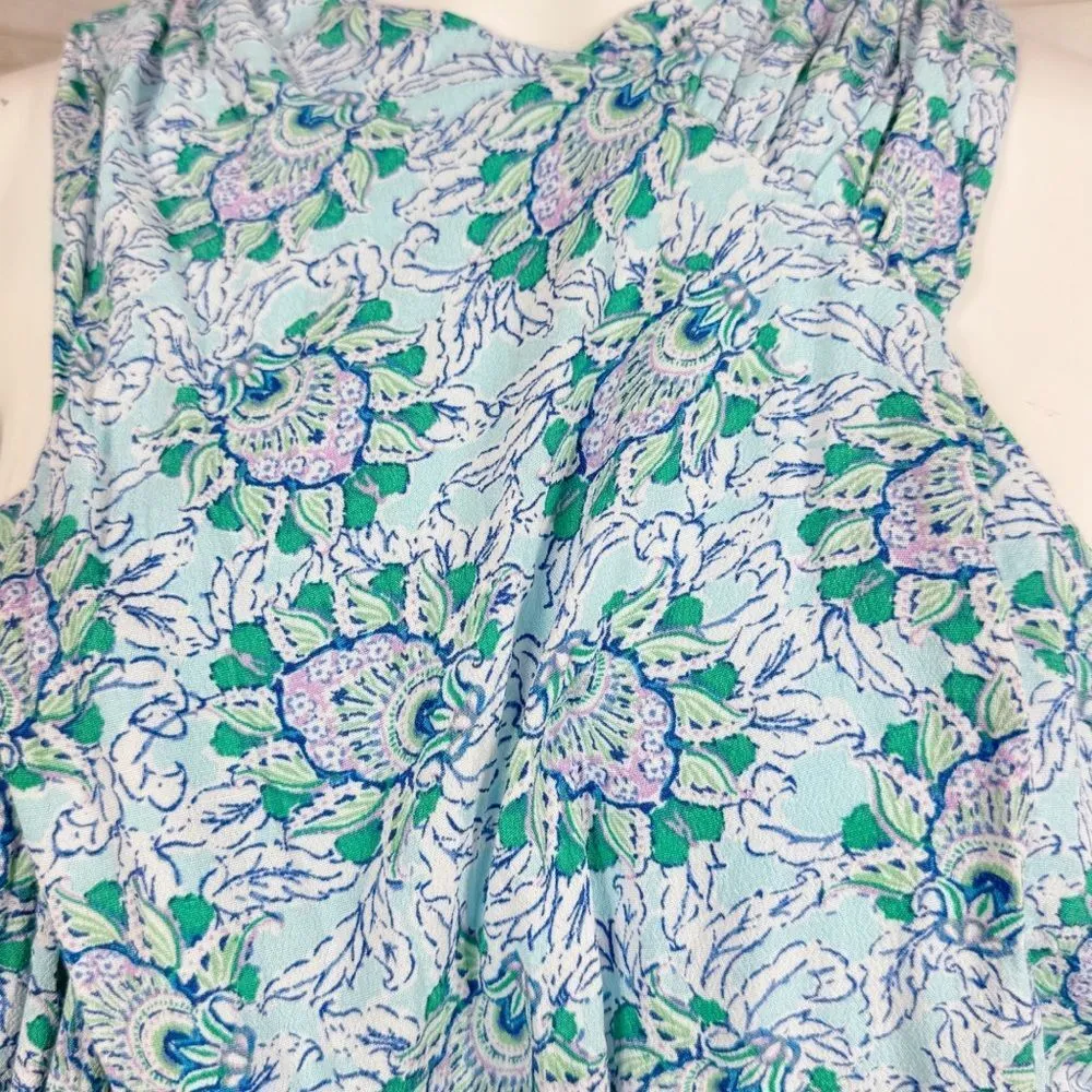 Loft Floral Bloom Crossover Halter Dress Blue Green Lavender‎ Size 4 Tall 4T - Image 8