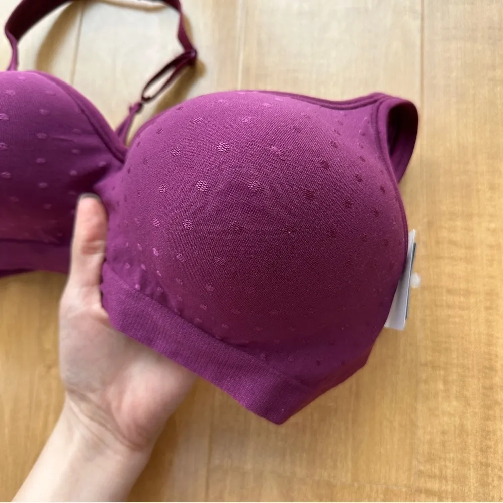 Beauty By Bali Women's Foam Wirefree Bra Size 38B - Plum Purple Polka Dot - Image 14