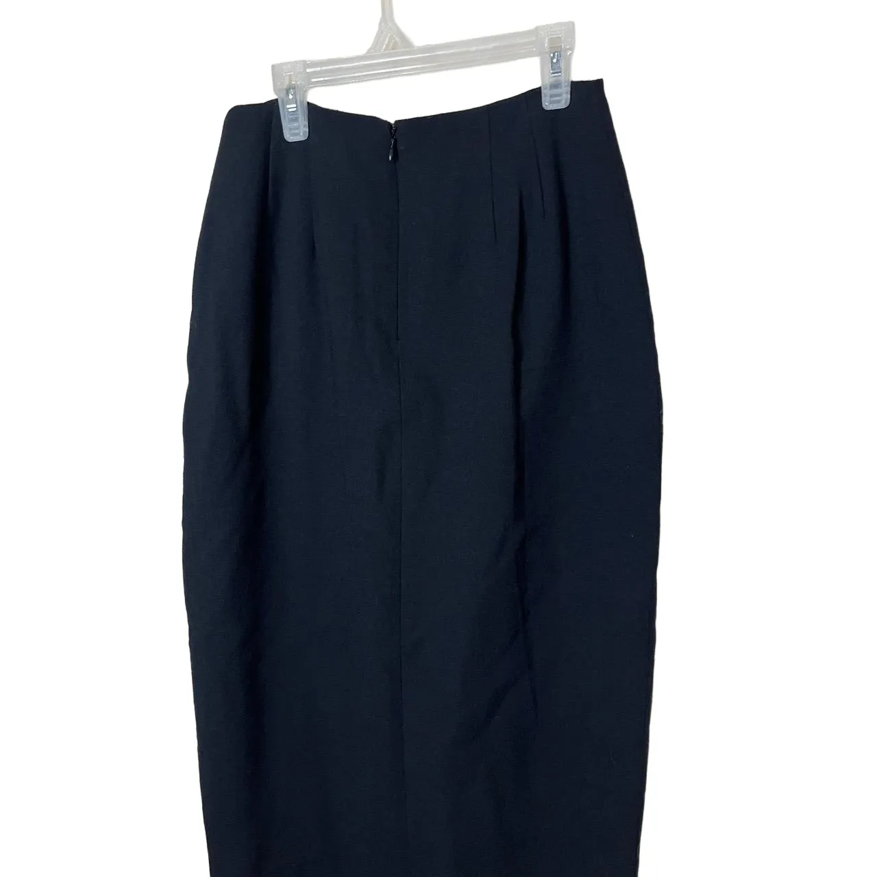 Vintage Ellen Tracy Wool Maxi Skirt Black Front Slit Classic Skirt Size 8P - Image 4