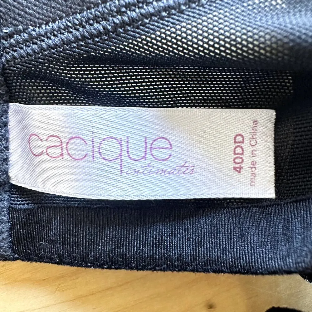 Cacique Intimates Full Coverage Bra Underwired Mesh Adjustable Strap Black 40DD - Image 2