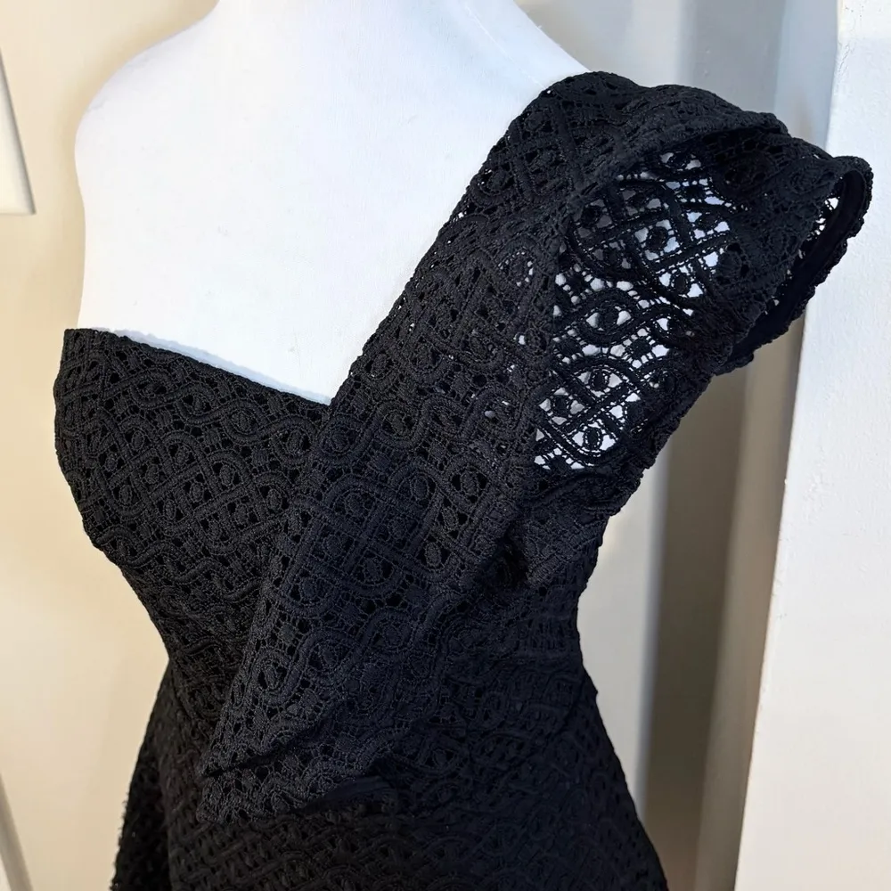 SHILLA the Label One Shoulder Double Ruffle Lace Fit & Flare Mini Dress Sz XS💛 - Image 3