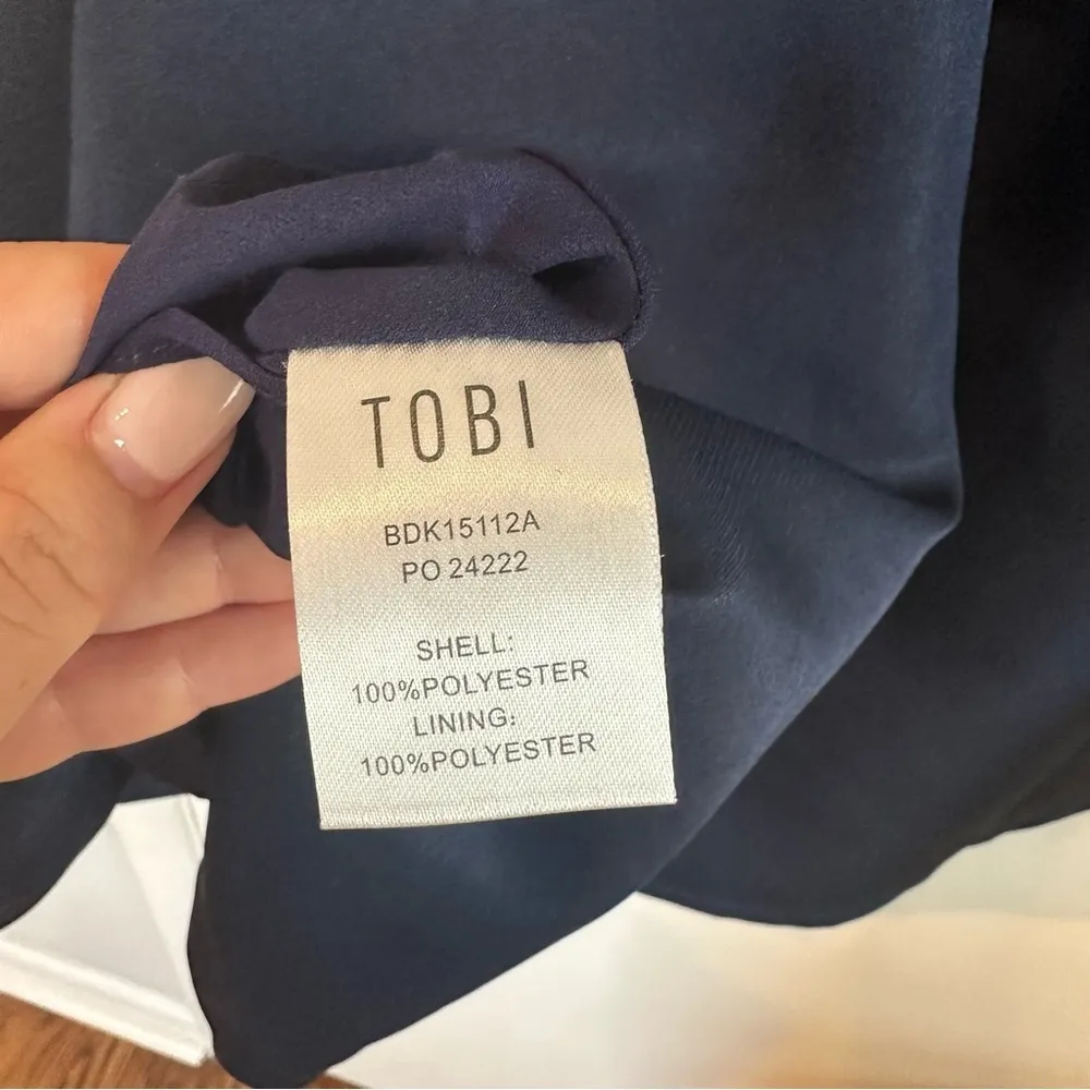 Tobi High-Neck Navy Skater Mini Dress. Medium. - Image 6