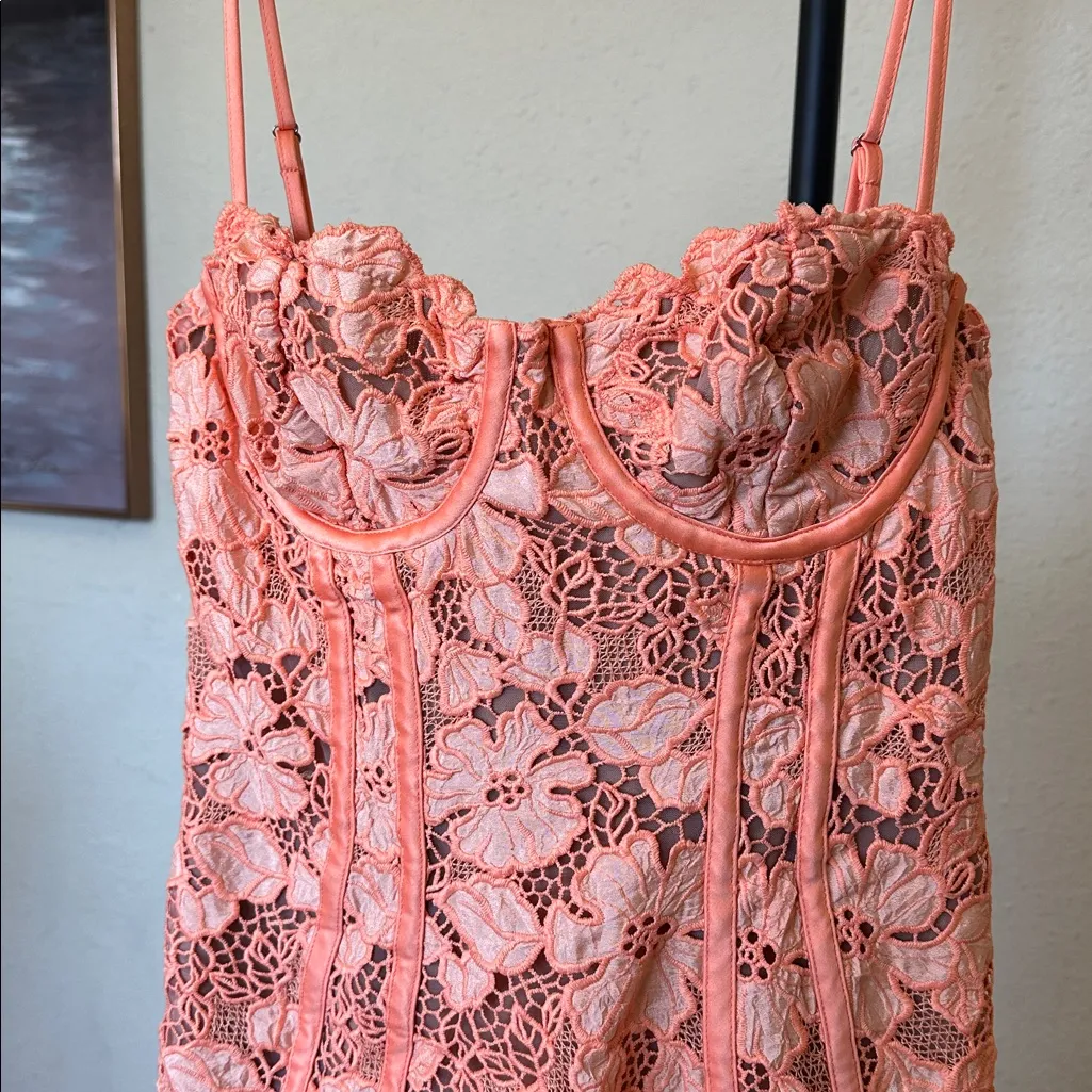 HOUSE OF CB ILAYDA Sorbet Embroidered Floral Lace Mini  DRESS Size M $285 - Image 12