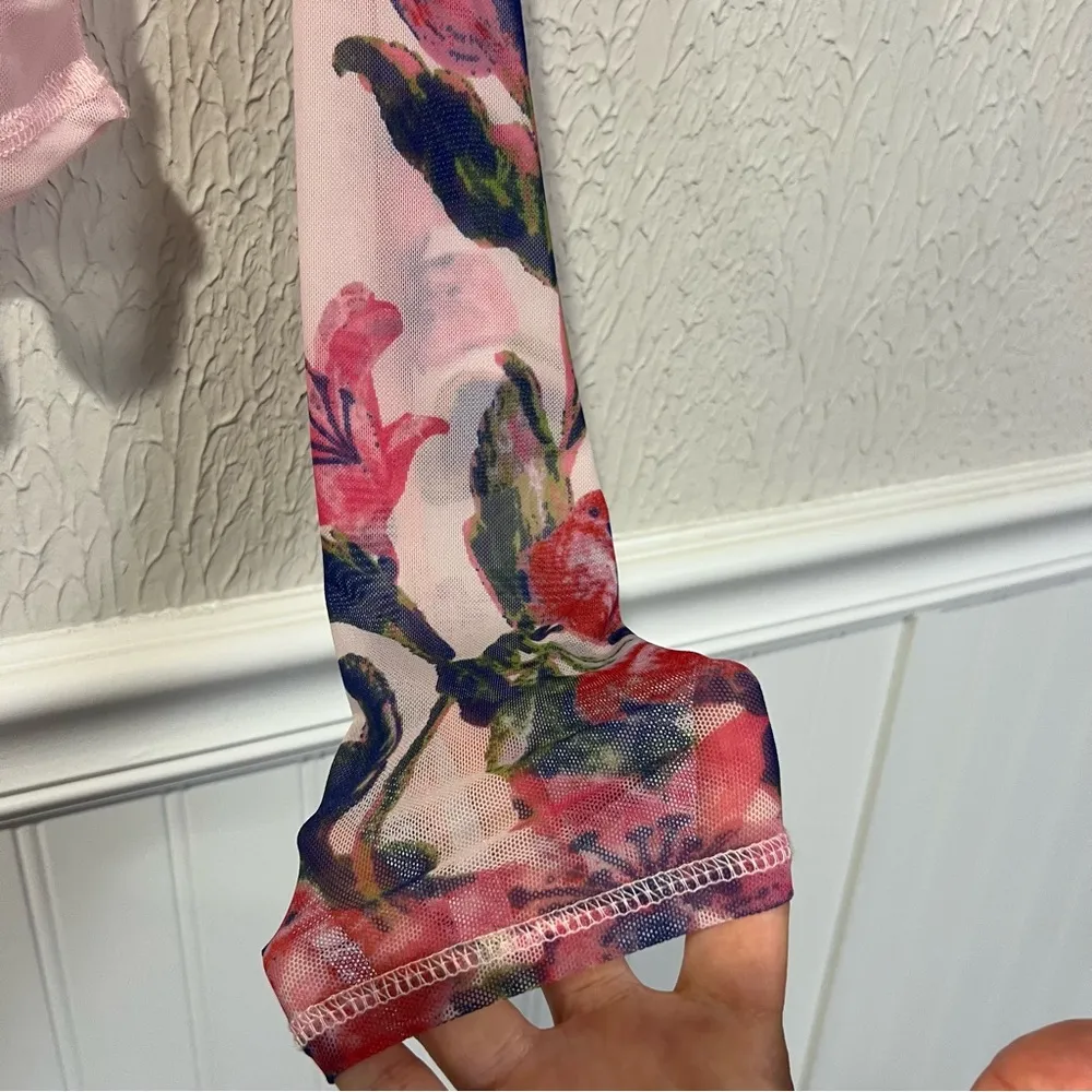 Free People Betty’s Garden Pink Combo Floral Long Sleeve Top size small - Image 6