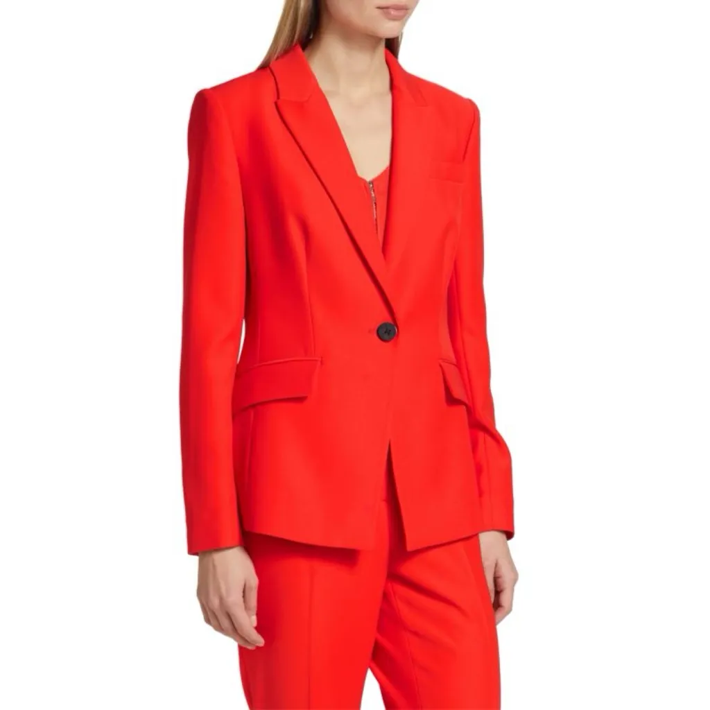 Elie Tahari | The Sylvie Single Button Blazer in Cayenne - Image 5