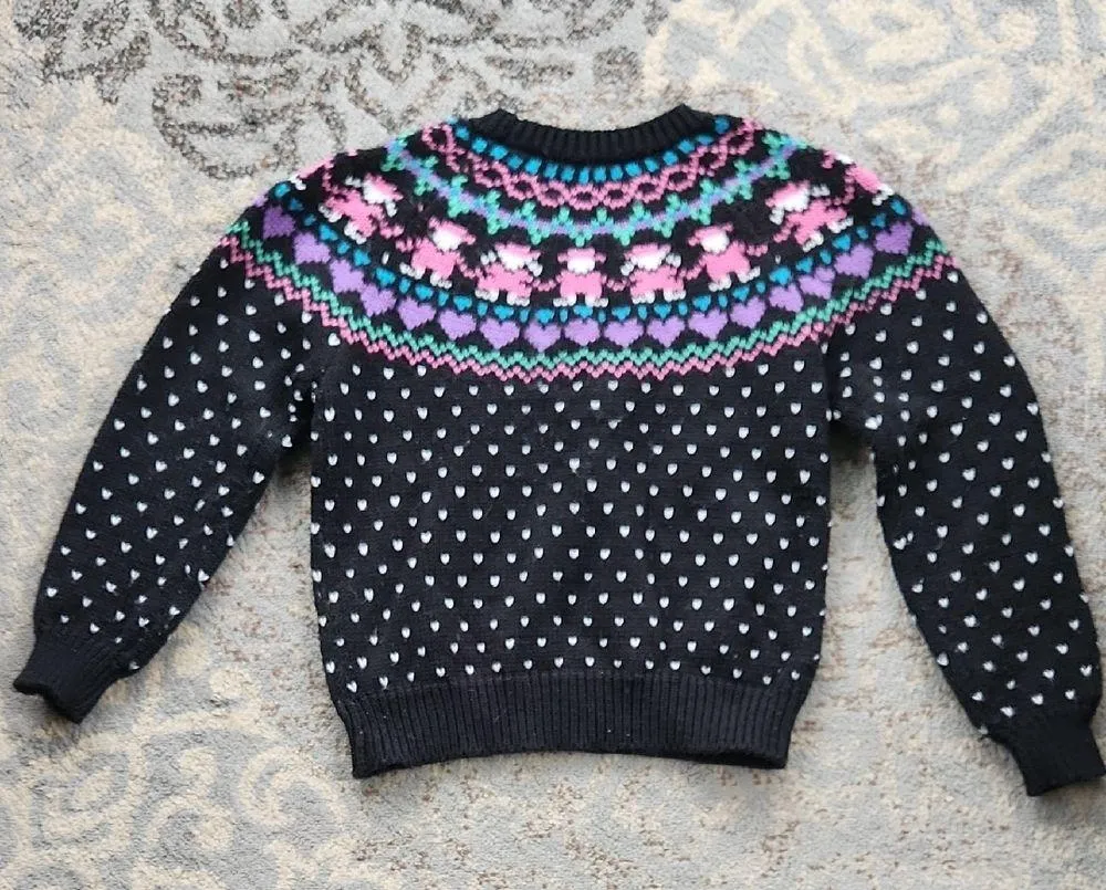 Vintage Northern Isles Knit Print Sweater Black Large - Image 5