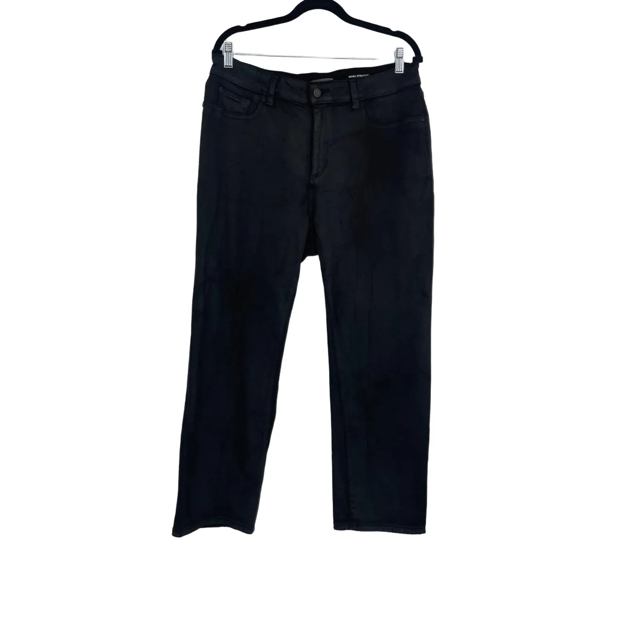 DL1961 Mara Instascuplt 5 Pocket Straight Leg‎ Ankle Fit Waxed Coating Jeans 16W - Image 2