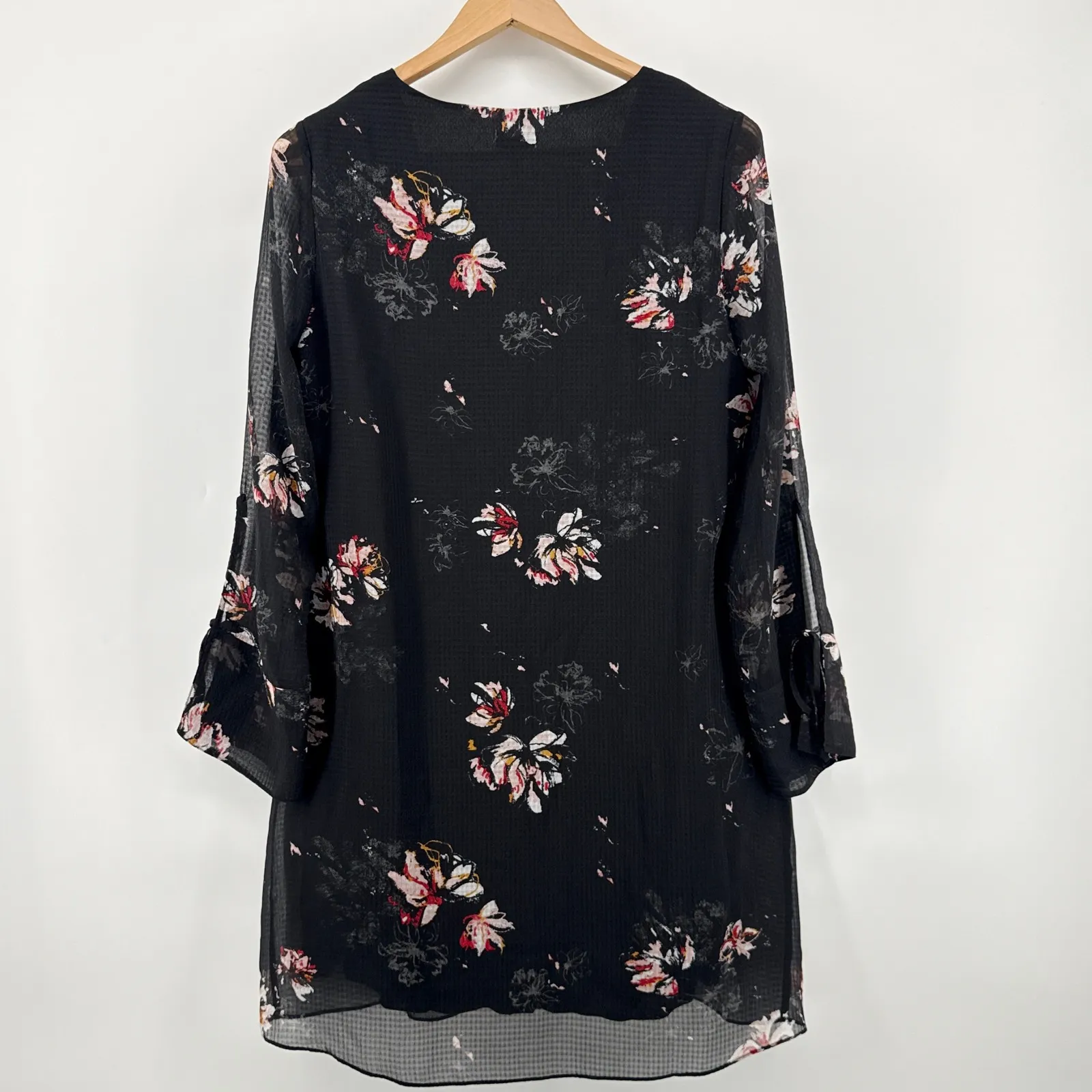 NEW NWT Gentle Fawn Tatiana Dress Long Sleeve V Neck Tie Cuff Black Sheer Large‎ - Image 8