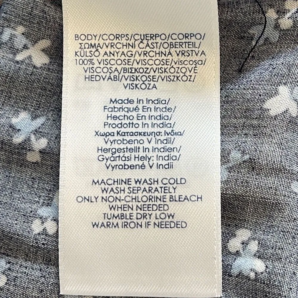 CHAPS Womens Floral Jumpsuit Wide Leg V‎ Neck Tie Waist Blue White Size 6 - Image 7