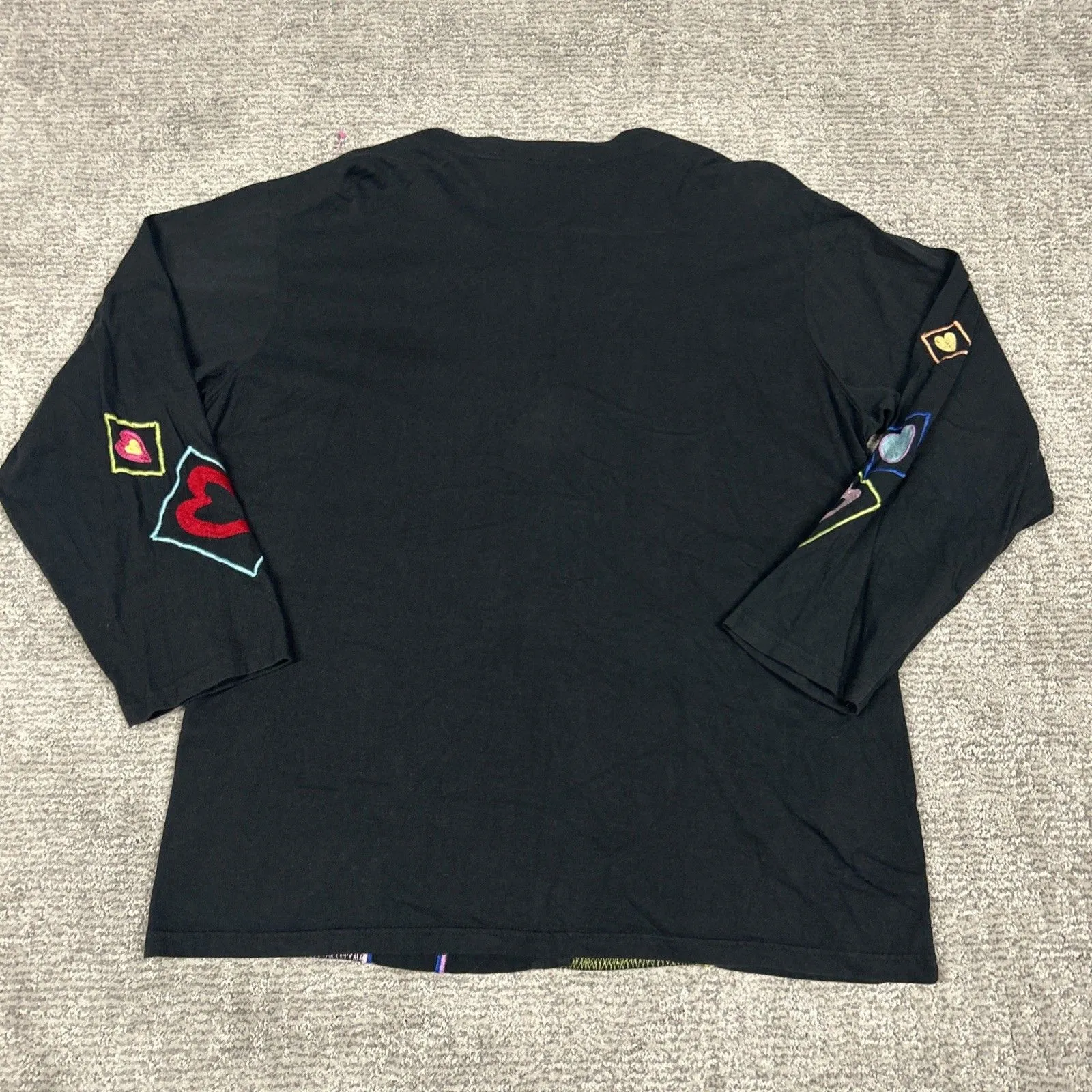 Michael Simon Cardigan Sweater Womens XL Black Valentines Day Embroidered Hearts - Image 8