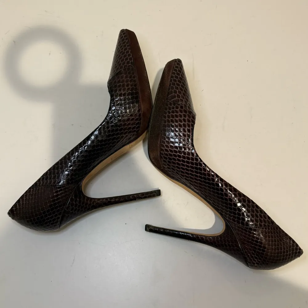 Jimmy Choo Tacco 120 Chocolate Brown Snakeskin Platform High Heels Pumps 40.5 - Image 6