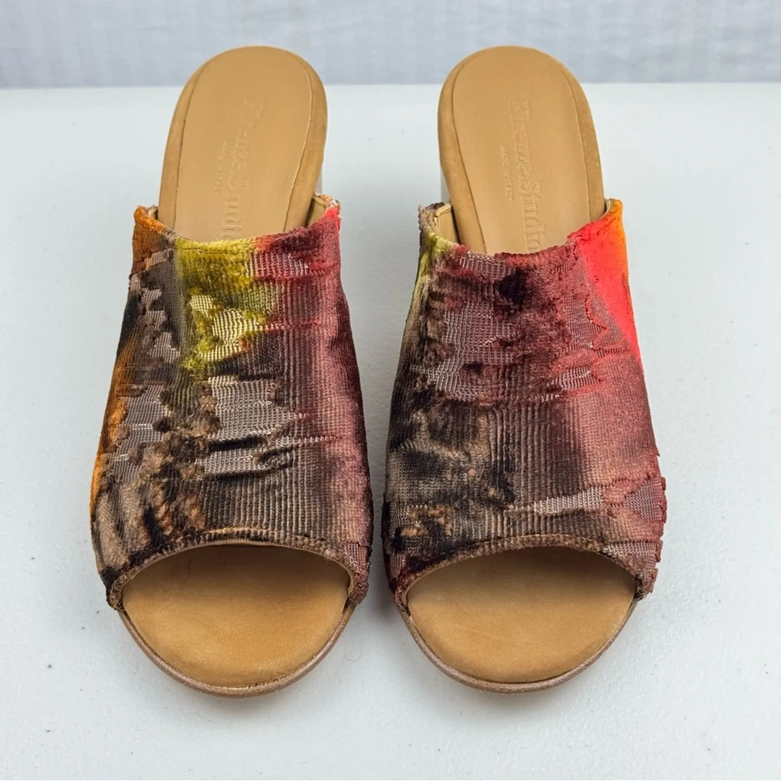 Firenze Studio Garbo Ombré Velvet Burnout Slip-On Mule Block Heel Size 9.5 Italy - Image 2