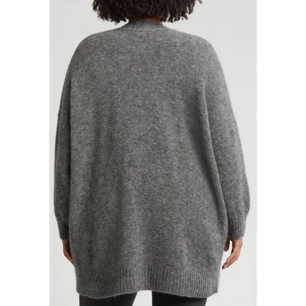 Eileen Fisher Womens Extraline Wool Blend Heavy Cardigan Sweater Charcoal Grey L - Image 4