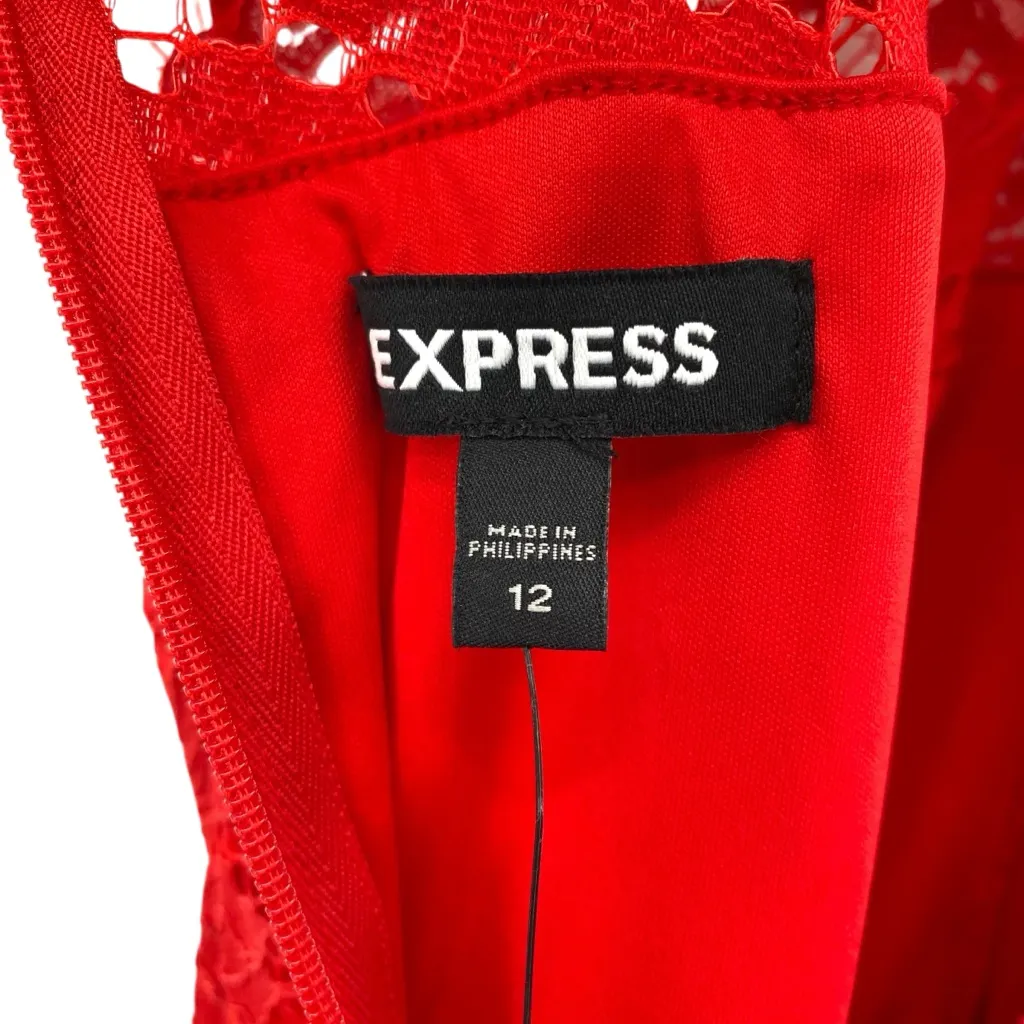 Express Red Lace Corset Dress Bodycon Cocktail New Size 12 - Image 5