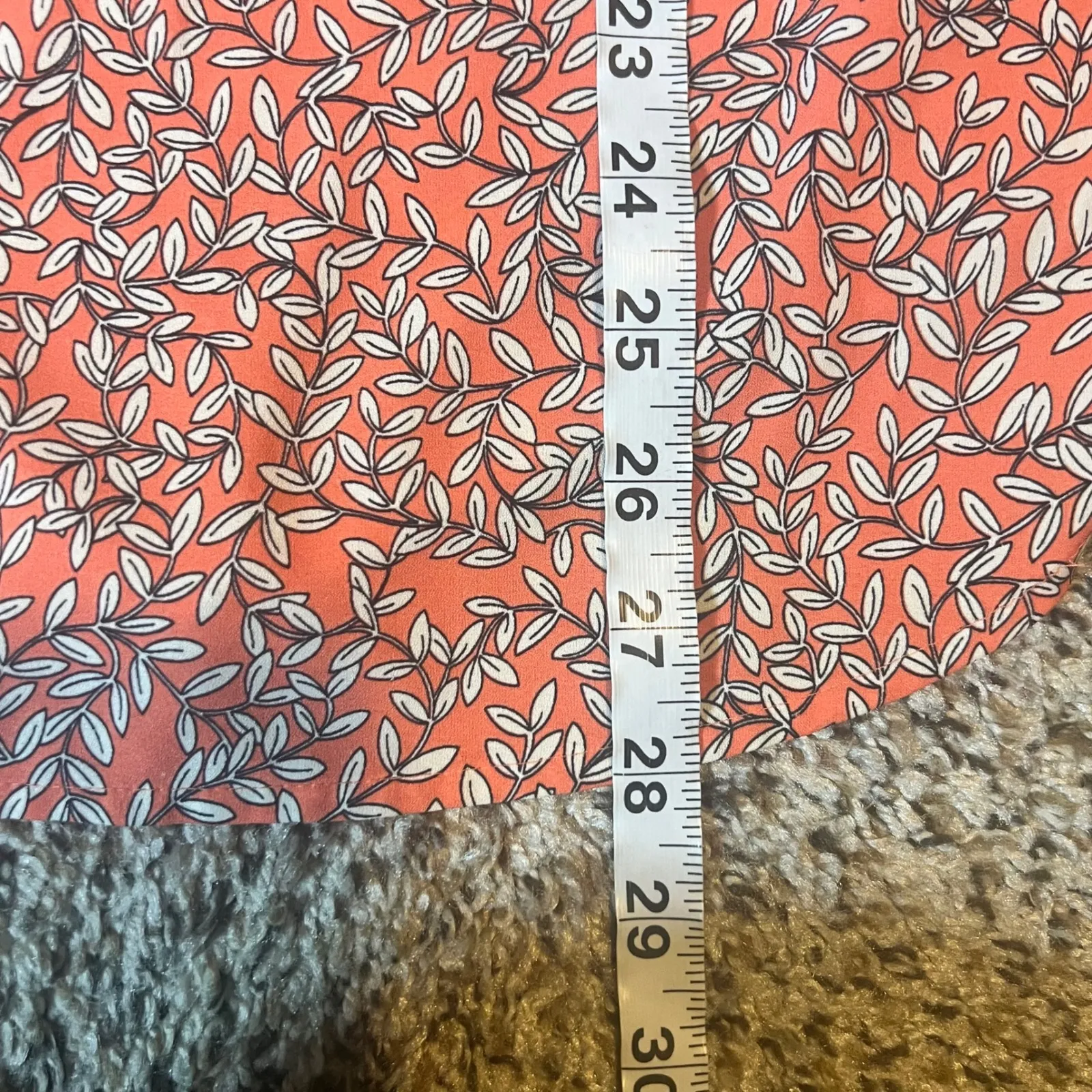 Ann Taylor Womens Coral Leaf Print Cap Sleeve Top XL Button Back - Image 5