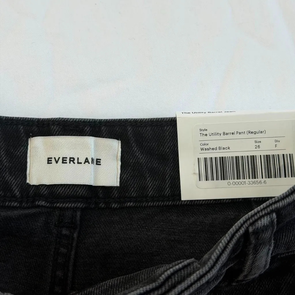 Everlane The Utility Barrel Pant in Washed Black, Size 26 - Image 8