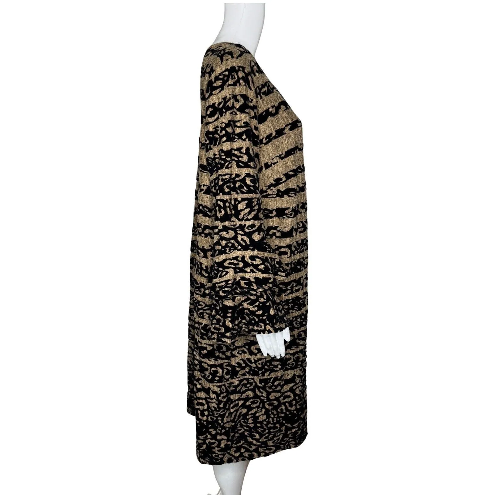 Tacera Dress Women 2X Brown Black Stripe Cheetah Print Removable Necklace Career - Image 2