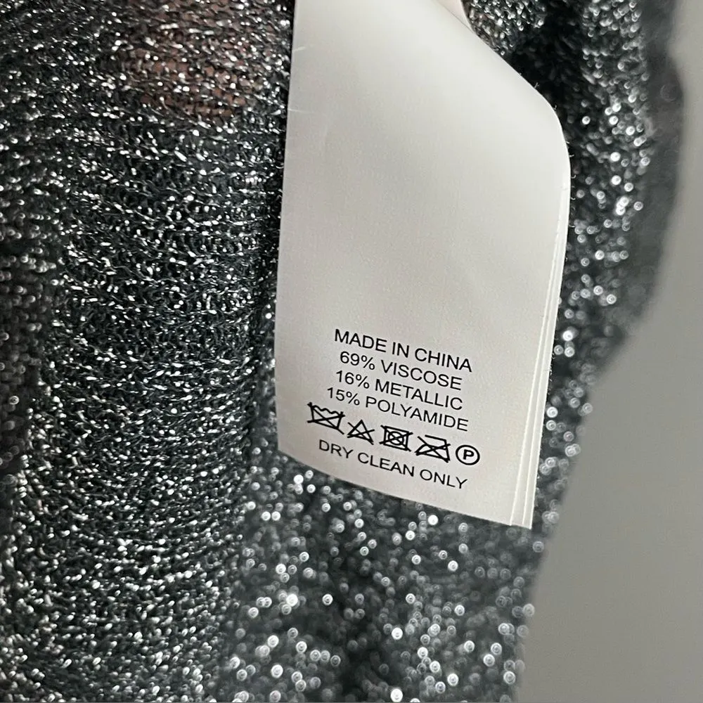 NWT Kate Spade Metallic‎ Knot Sweater Dress Star Bright Dark Silver Sz LARGE - Image 13