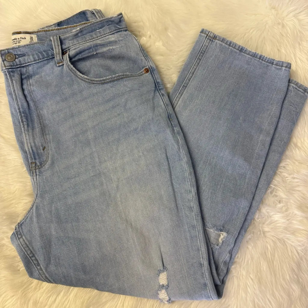 Abercrombie & Fitch Curve Love Ankle Straight Ultra High-Rise Jeans Size 14 Long - Image 5
