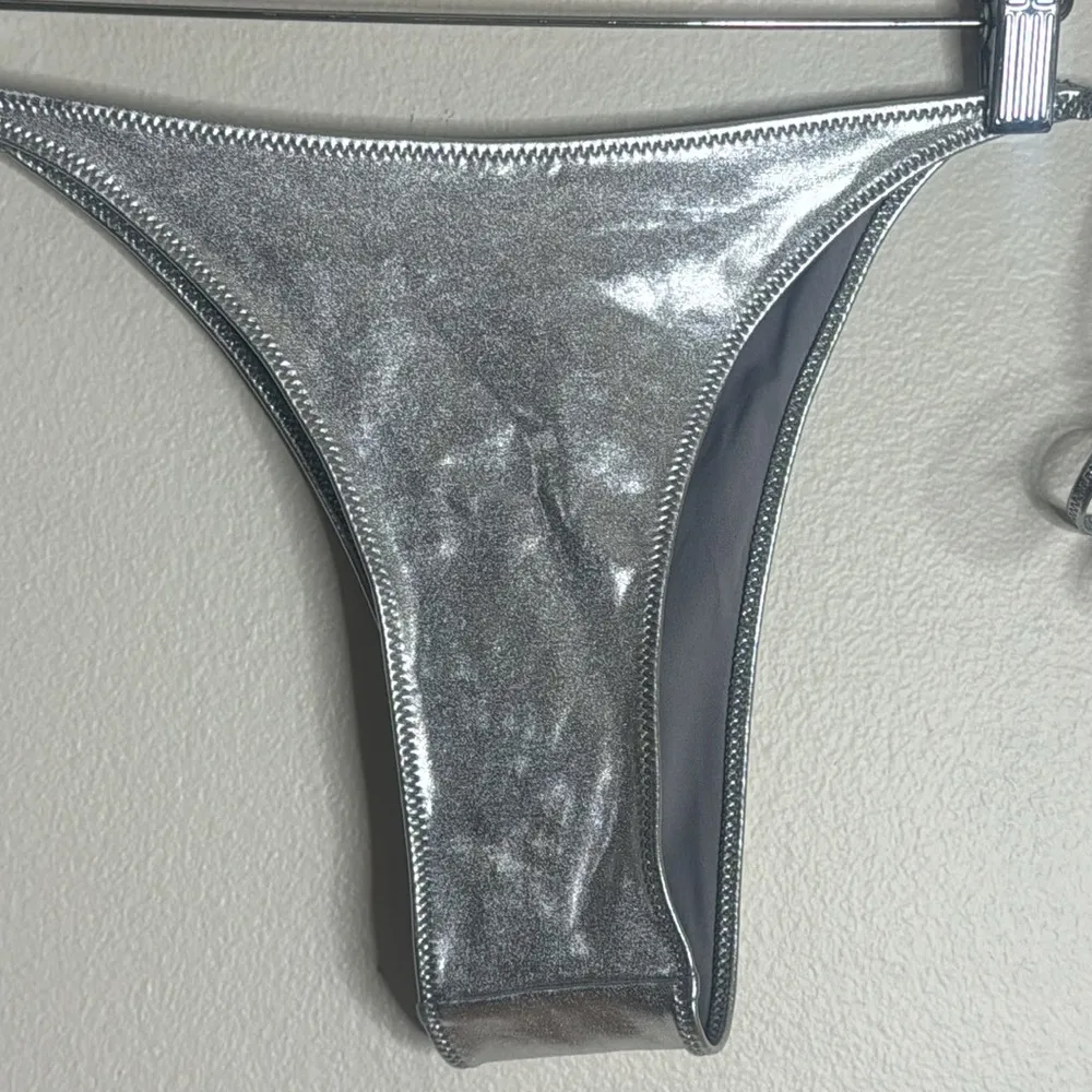 Skims metallic swim tie bikini bottom in nickel size XL - Image 5